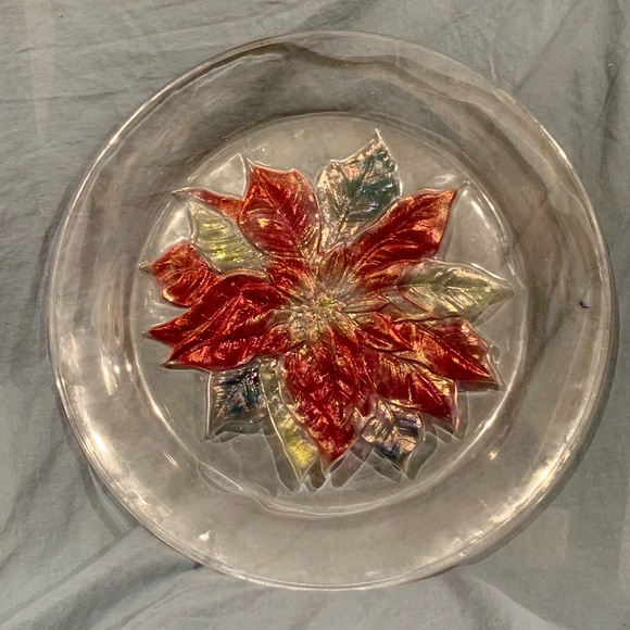 Vintage 13.5” Poinsettia Serving Plate Platter Christmas - Picture 2 of 6